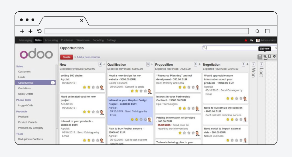 Odoo – versatile open-source CRM